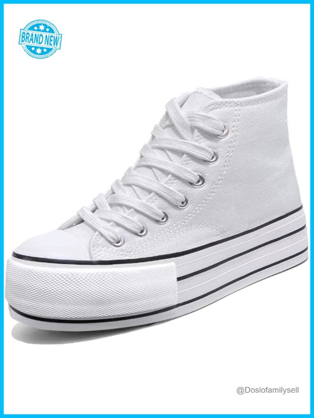 Women's Platform Sneakers Canvas Low Top Chunky Lace-Up Walking Shoes